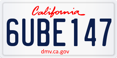 CA license plate 6UBE147