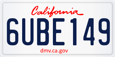 CA license plate 6UBE149