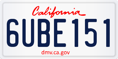 CA license plate 6UBE151