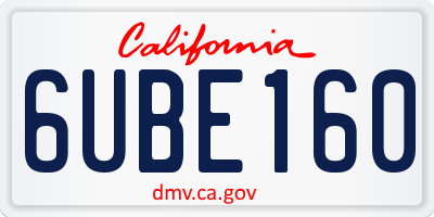 CA license plate 6UBE160