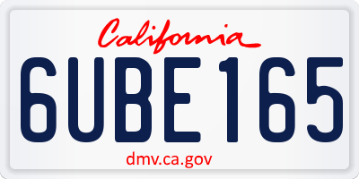 CA license plate 6UBE165