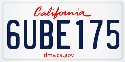CA license plate 6UBE175