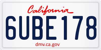CA license plate 6UBE178