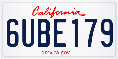 CA license plate 6UBE179