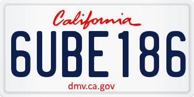 CA license plate 6UBE186
