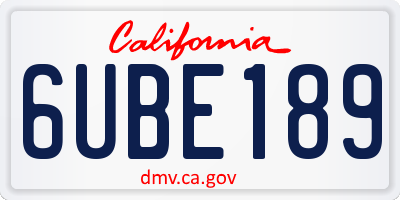 CA license plate 6UBE189
