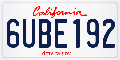 CA license plate 6UBE192