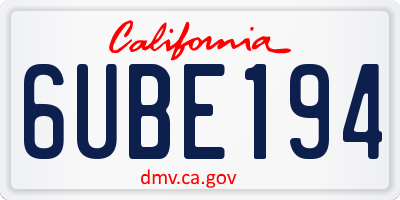 CA license plate 6UBE194