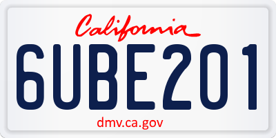 CA license plate 6UBE201