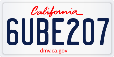 CA license plate 6UBE207