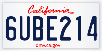 CA license plate 6UBE214