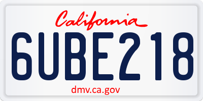CA license plate 6UBE218
