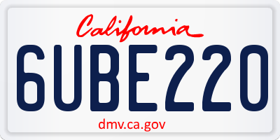 CA license plate 6UBE220
