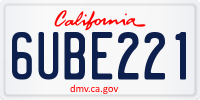 CA license plate 6UBE221