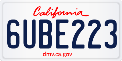 CA license plate 6UBE223