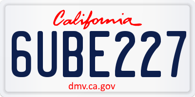 CA license plate 6UBE227