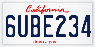 CA license plate 6UBE234