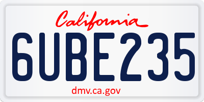 CA license plate 6UBE235