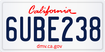 CA license plate 6UBE238