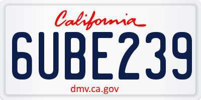 CA license plate 6UBE239