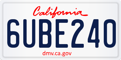 CA license plate 6UBE240
