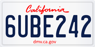 CA license plate 6UBE242