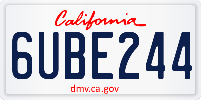 CA license plate 6UBE244