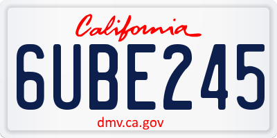 CA license plate 6UBE245