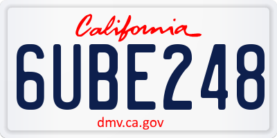 CA license plate 6UBE248