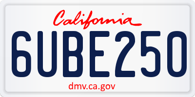 CA license plate 6UBE250