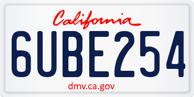 CA license plate 6UBE254