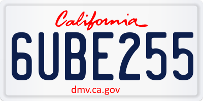 CA license plate 6UBE255