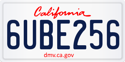 CA license plate 6UBE256