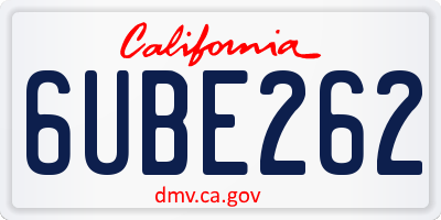 CA license plate 6UBE262