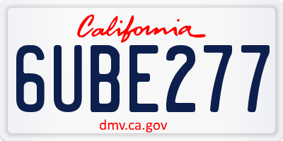 CA license plate 6UBE277
