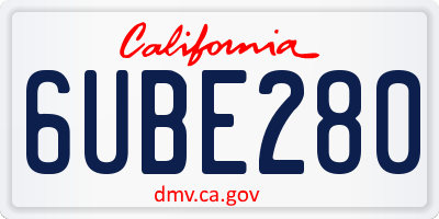 CA license plate 6UBE280