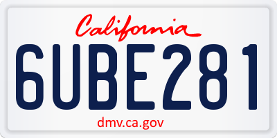 CA license plate 6UBE281