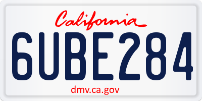 CA license plate 6UBE284