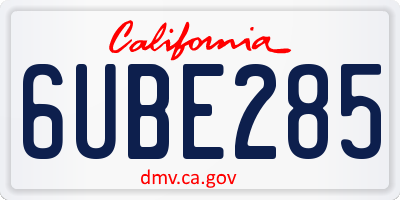 CA license plate 6UBE285