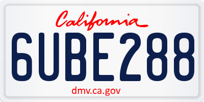 CA license plate 6UBE288