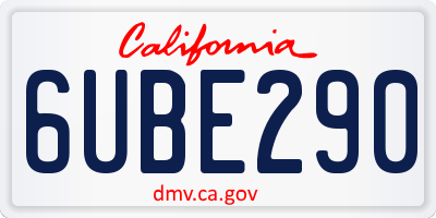 CA license plate 6UBE290