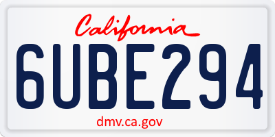 CA license plate 6UBE294