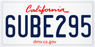 CA license plate 6UBE295