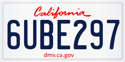 CA license plate 6UBE297