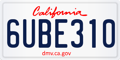 CA license plate 6UBE310