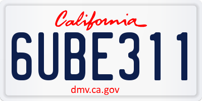 CA license plate 6UBE311