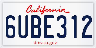 CA license plate 6UBE312