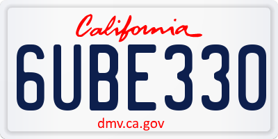 CA license plate 6UBE330
