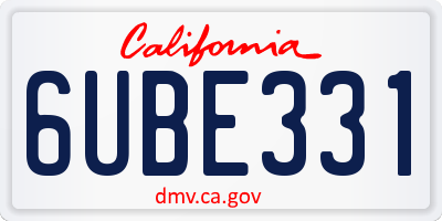 CA license plate 6UBE331