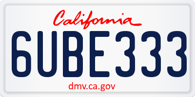 CA license plate 6UBE333